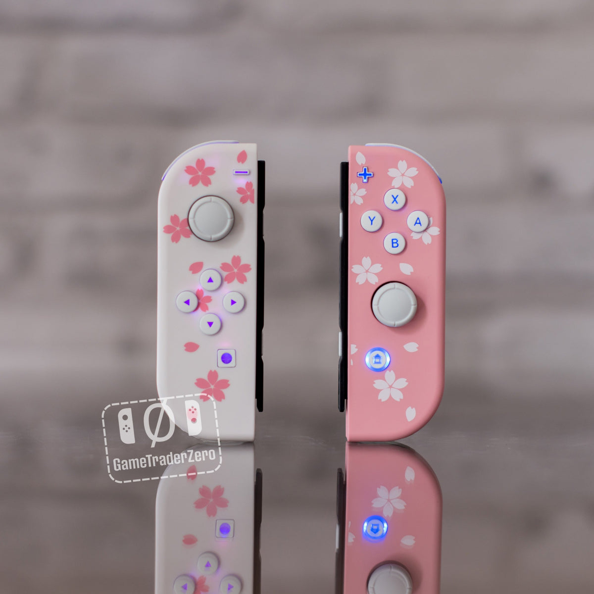 Pink & White Joy-Con LED MOD Sakura Flowers Nintendo Switch