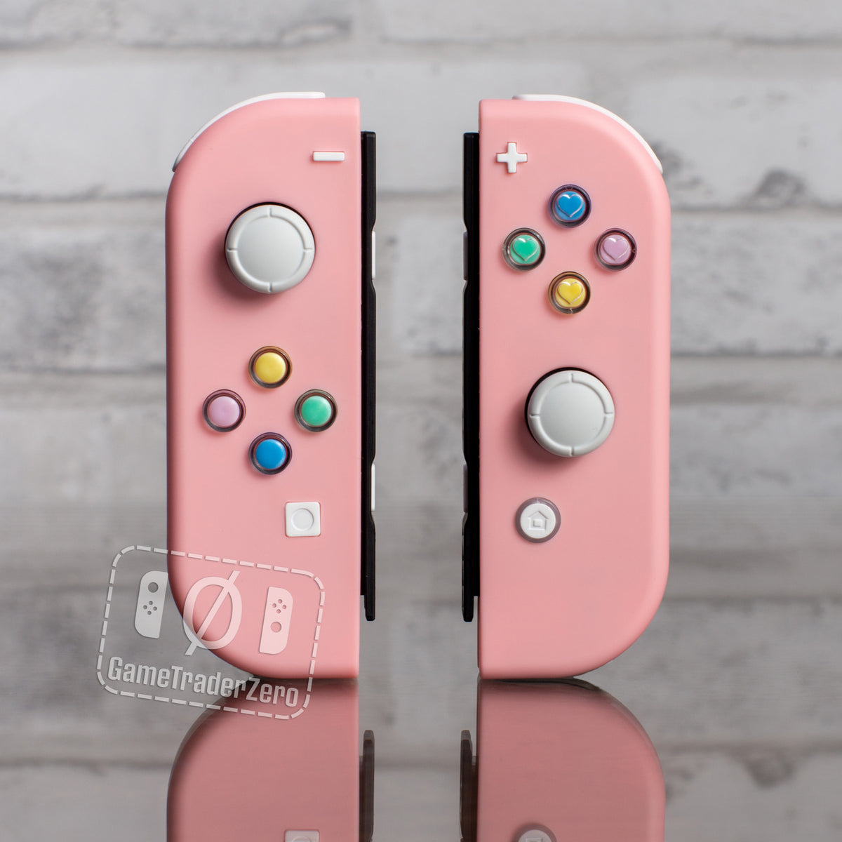 Pink Joy-Cons Mod with Pastel Hearts Buttons Nintendo Switch Custom Co