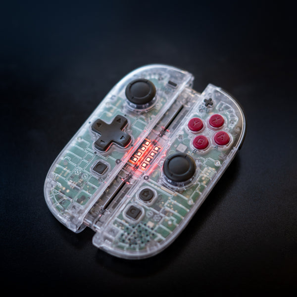 Retro Game Boy Pocket Custom Joy-Cons for Switch 2 – Clear & Rose Red