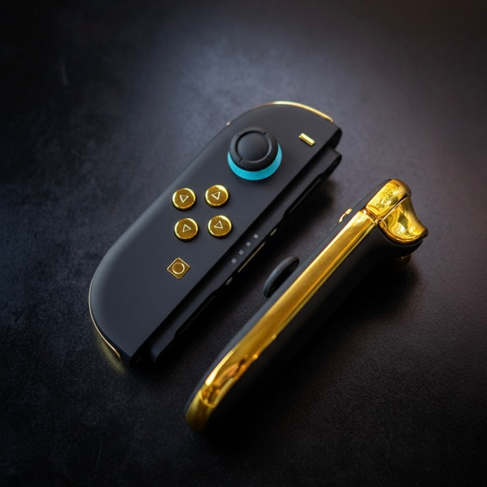 Nintendo Switch本体×2＋Proコン×4 【カスタム多数】 Matte Black & Gold Custom Switch 2 Joy-Cons | GameTraderZero