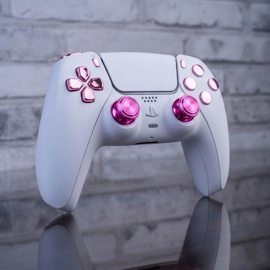 Custom Pink & White PS5 Controller | Mech Edition | GameTraderZero