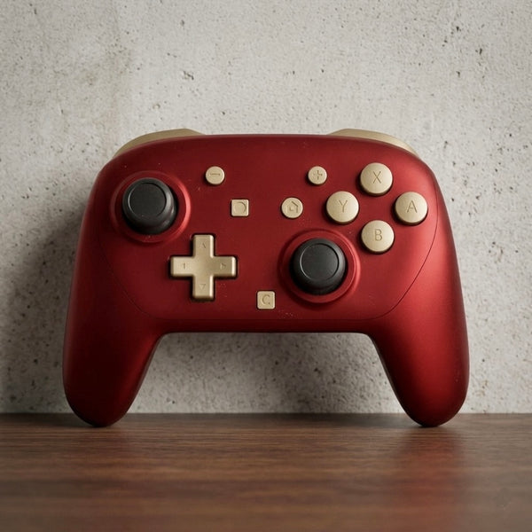 Crimson Mech Edition Custom Switch 2 Pro-Controller | Deep Red Shell & Matte Champagne Accents