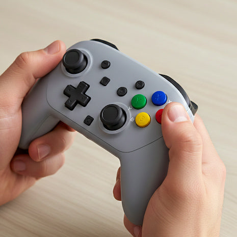 Super Famicom Edition Custom Switch 2 Pro-Controller | Four-Color SFC Button Layout on Grey Shell