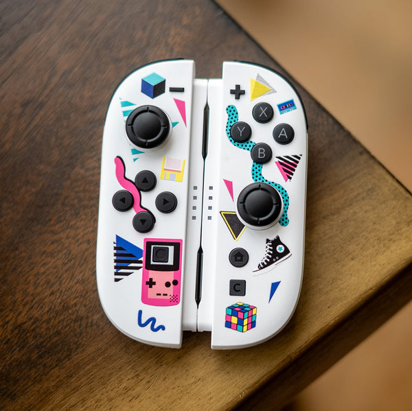 Custom "90s Retro Vibe" Nintendo Switch 2 Joy-Cons – Matte White Shells