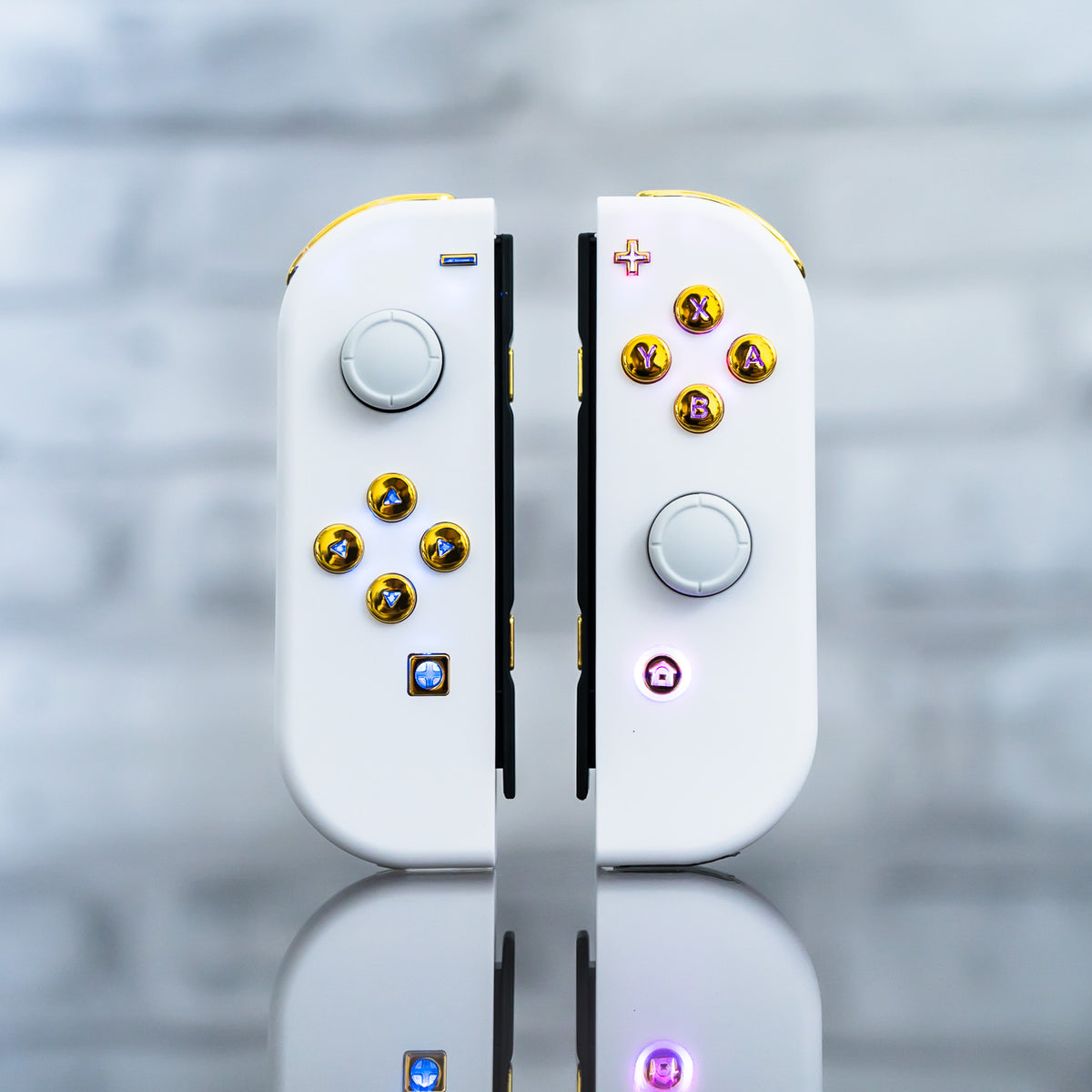 White & Gold Backlit LED JOY-CON Mod Custom Controllers Nintendo Switc ...