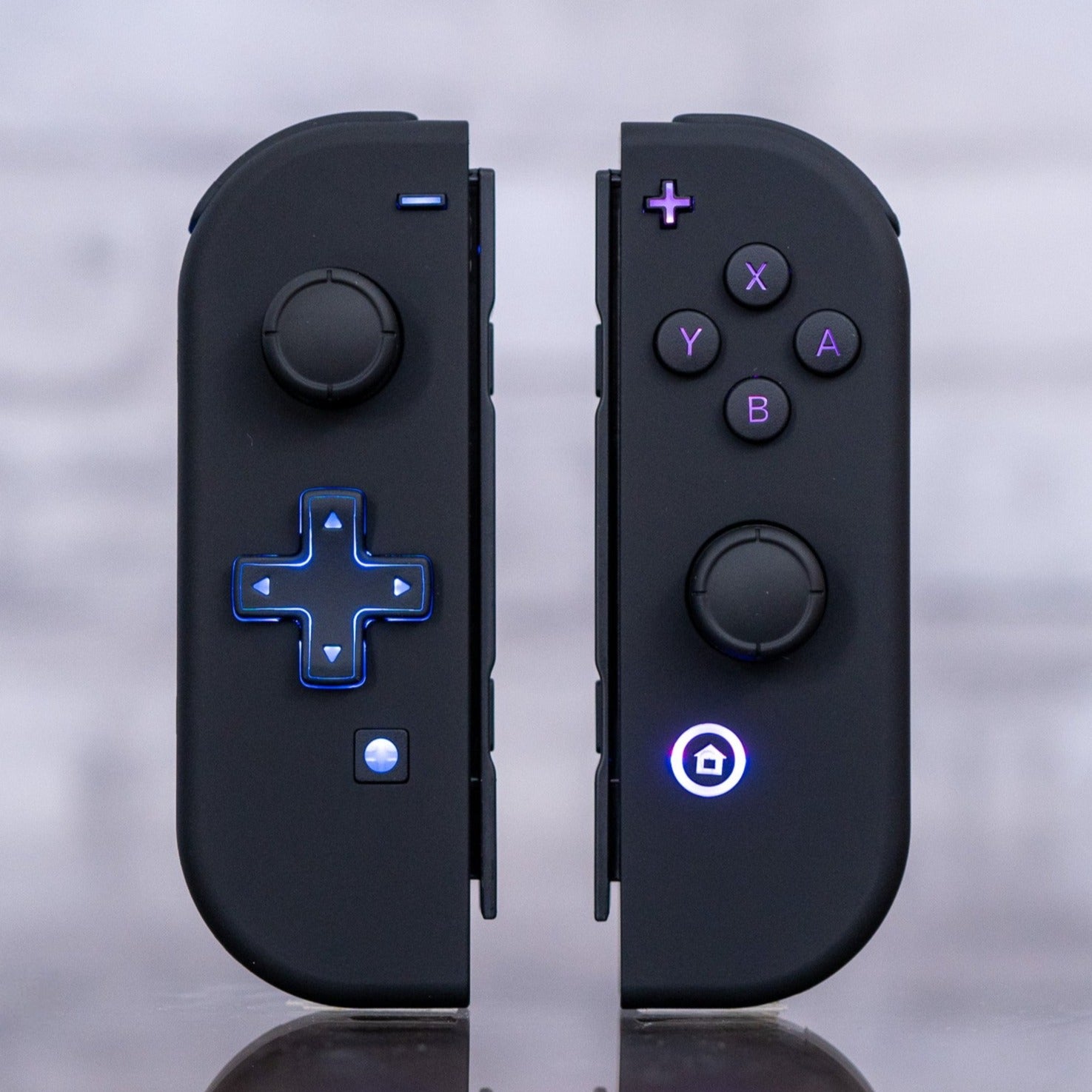 Custom Nintendo Switch Joy-Con Controllers Black LED MOD with Black Backlit Buttons and D-Pad option