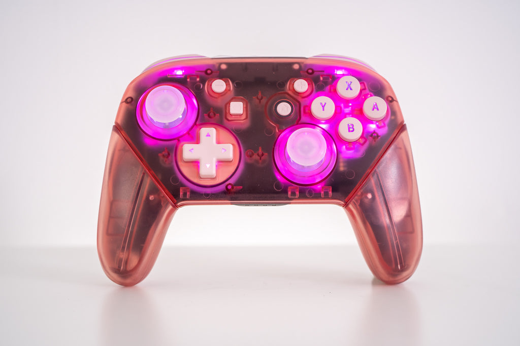 CUSTOM Pro Controller Nintendo SWITCH Controller Mod Clear Pink with L ...