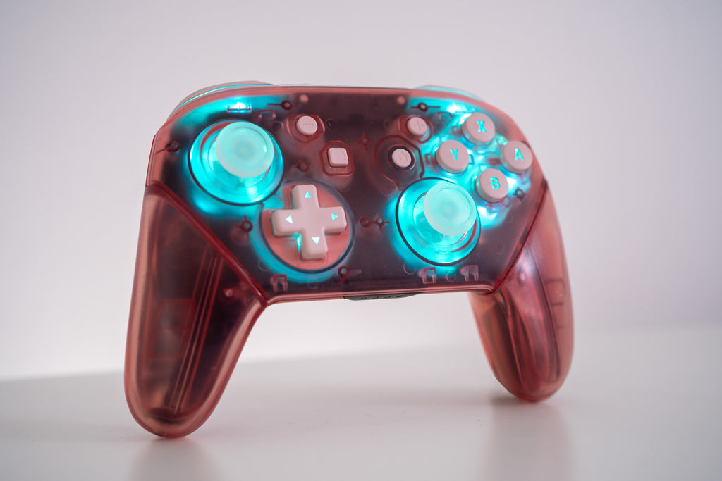 CUSTOM Pro Controller Nintendo SWITCH Controller Mod Clear Pink with L ...