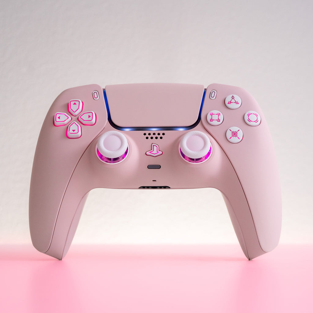 Ps Controller Buttons Led Sakura Pink LED PS5 Controller — White Backlit Buttons DualSense ...