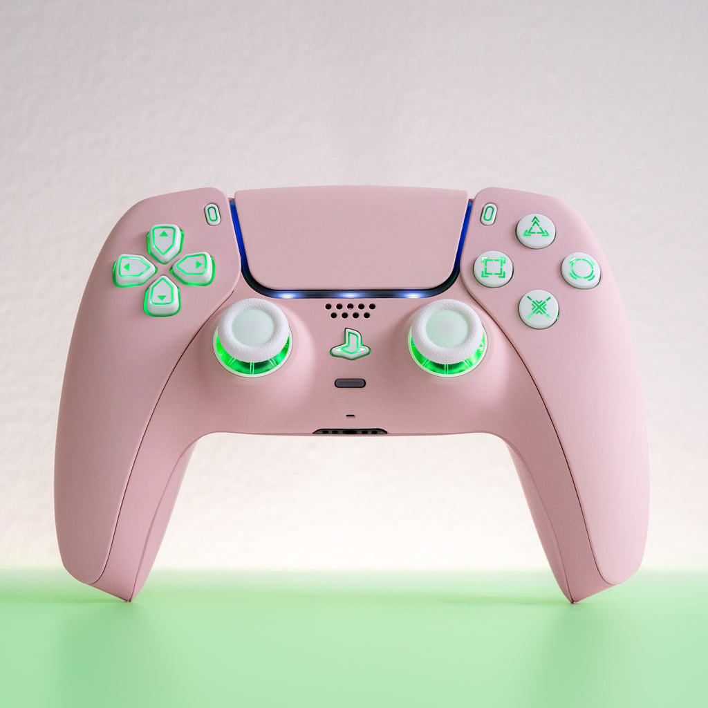 Pink PS5 Custom Gaming Controller with White LED Backlit Buttons ...
