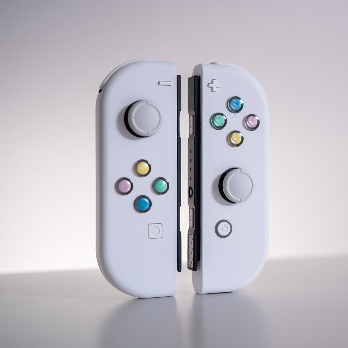 White Joy-Cons Mod with Pastel Hearts Buttons Nintendo Switch Custom C ...