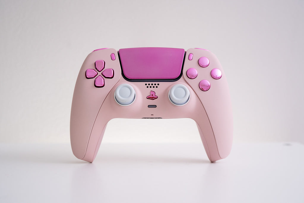 Controller Pink Customize Custom PS5 Controller Sakura Pink with Chrome Buttons - GameTraderZero