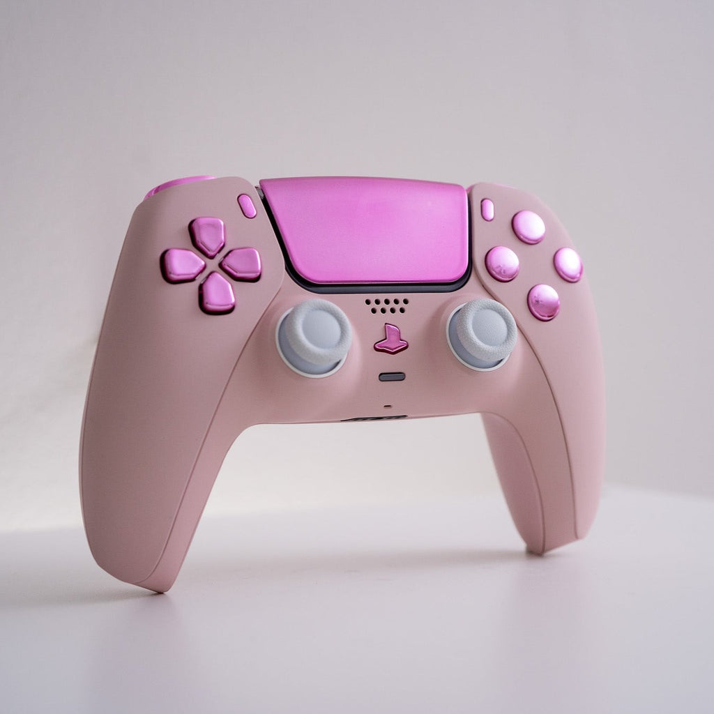 Controller Pink Customize Custom PS5 Controller Sakura Pink with Chrome Buttons - GameTraderZero