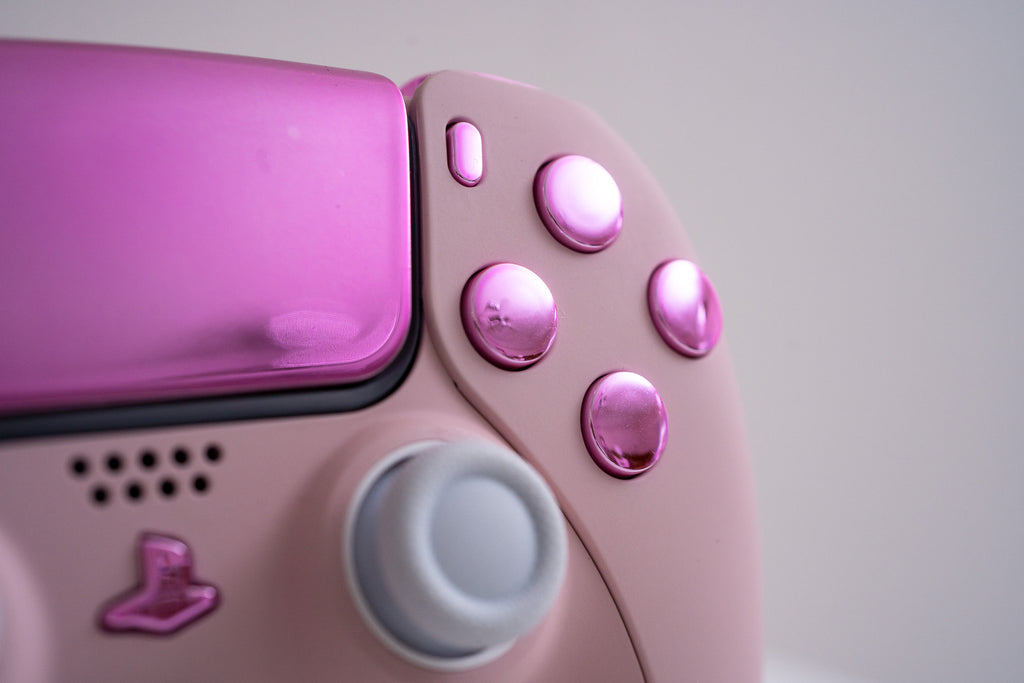 Controller Pink Customize Custom PS5 Controller Sakura Pink with Chrome Buttons - GameTraderZero
