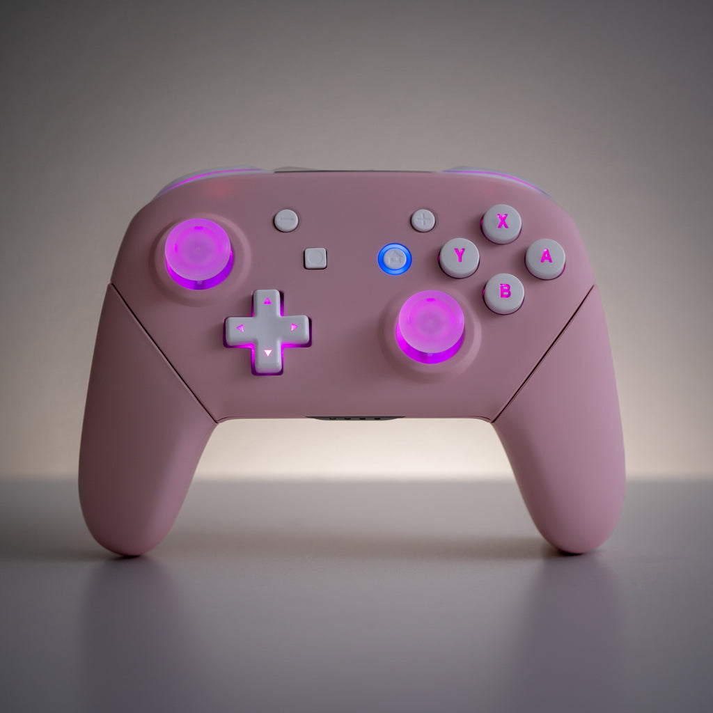 Pink Switch Pro-Controller LED Mod With White Backlit Buttons and Clea ...