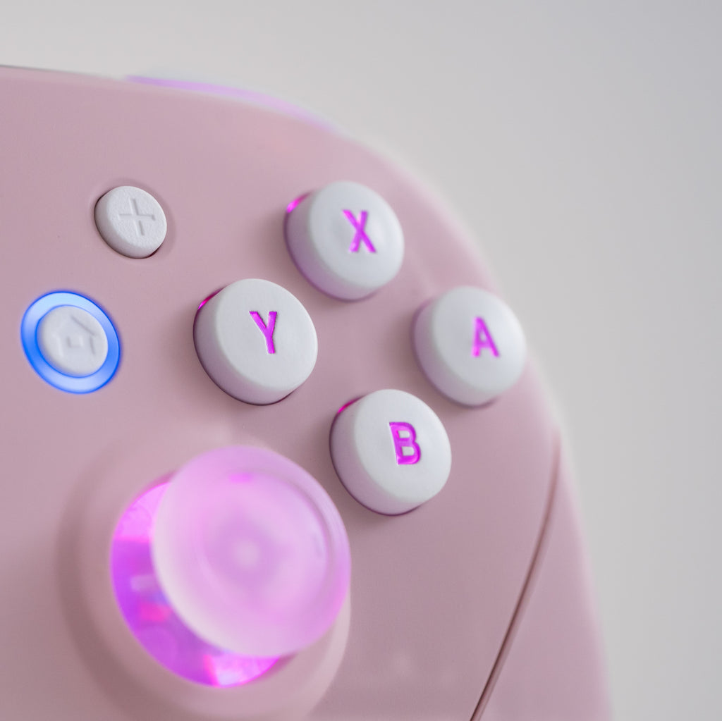 Pink Switch Pro-Controller LED Mod With White Backlit Buttons and Clea ...