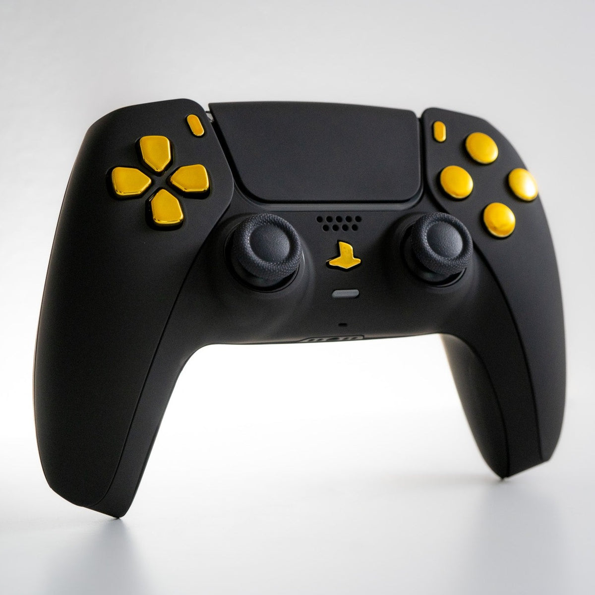 Black PS5 Controller with Gold Buttons - GameTraderZero