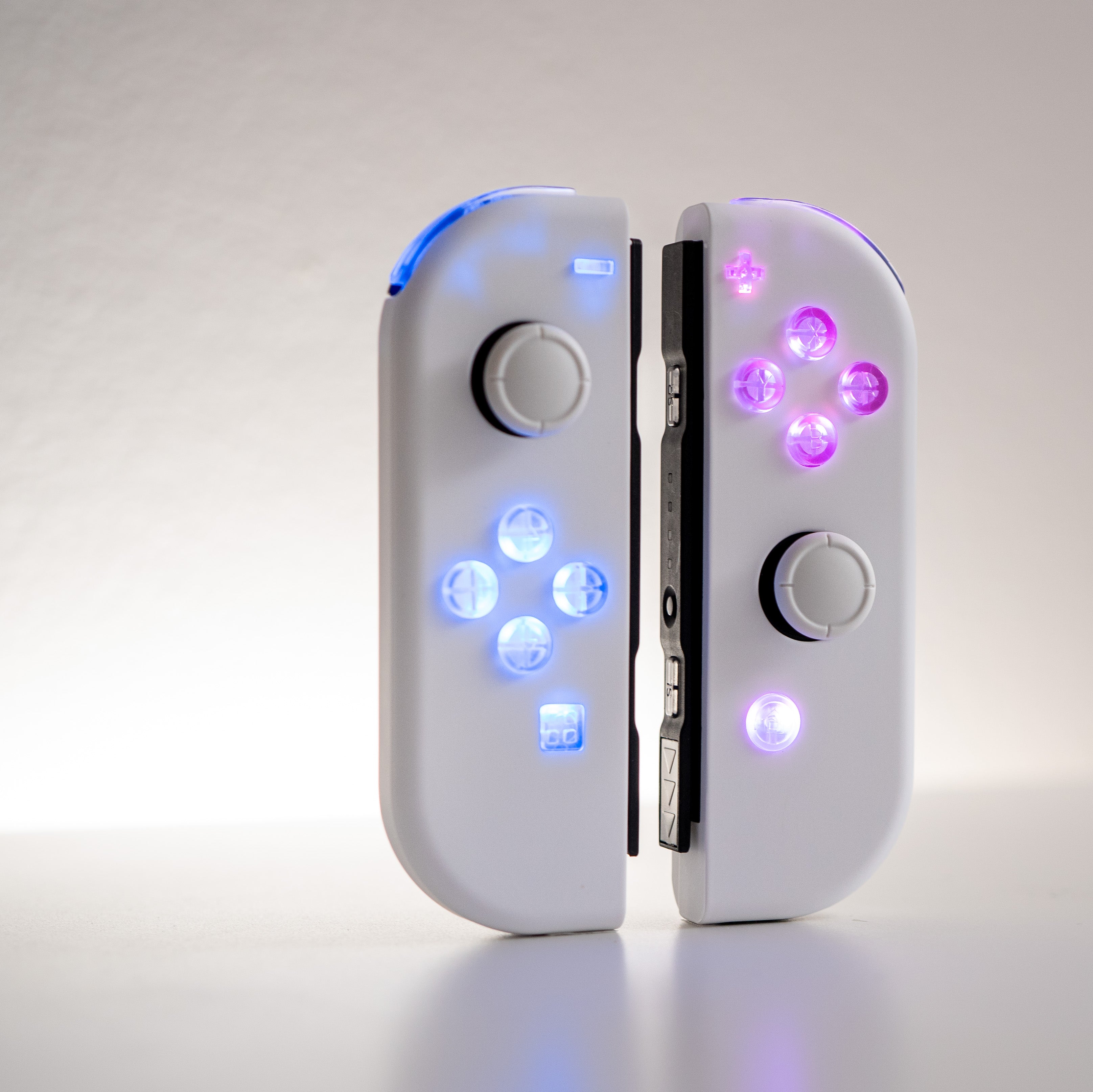 Joy-con LED MOD Black With Clear Backlit Buttons Custom 