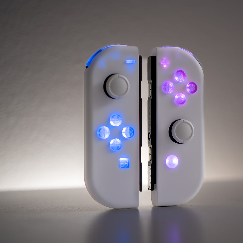 Nintendo Switch Pod Controllers Led White on White LED Custom Joy-Con Controllers — Backlit Clear Buttons ...