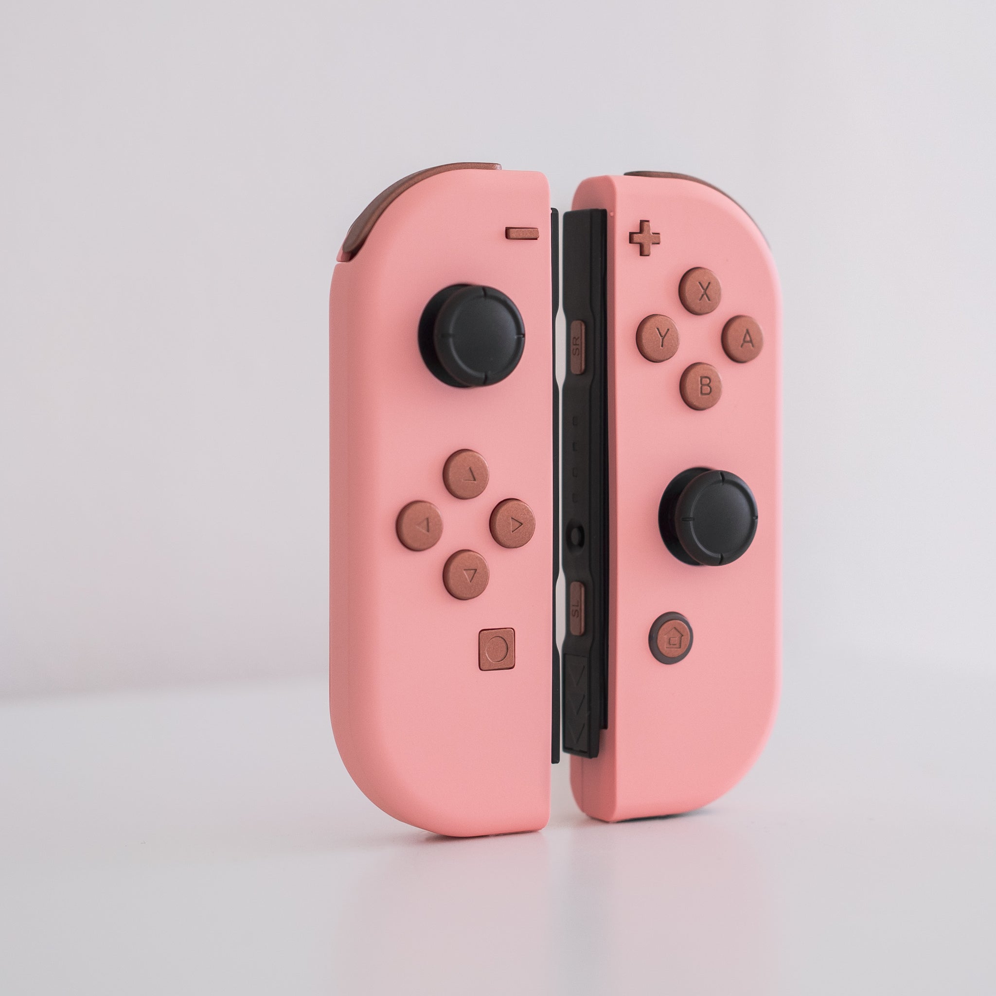 Custom Joy-Cons Pink with Matte Rustic Metal Finish Buttons