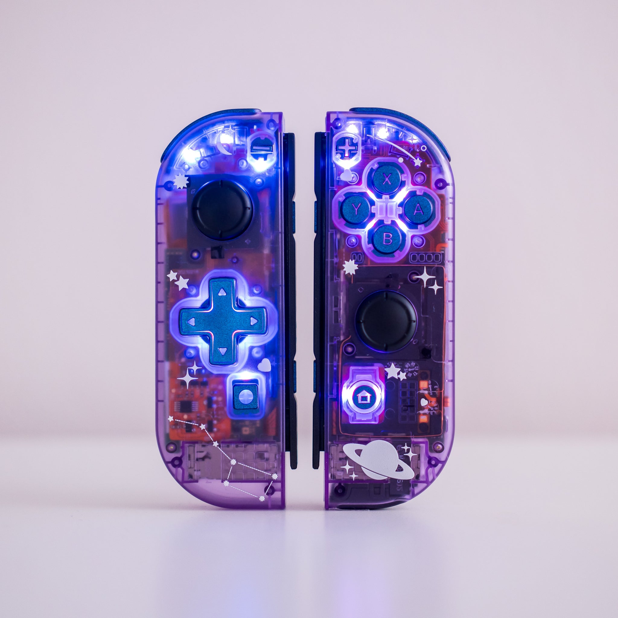 Custom Nintendo authentic Switch Joycons (Transparent Purple / Pink)