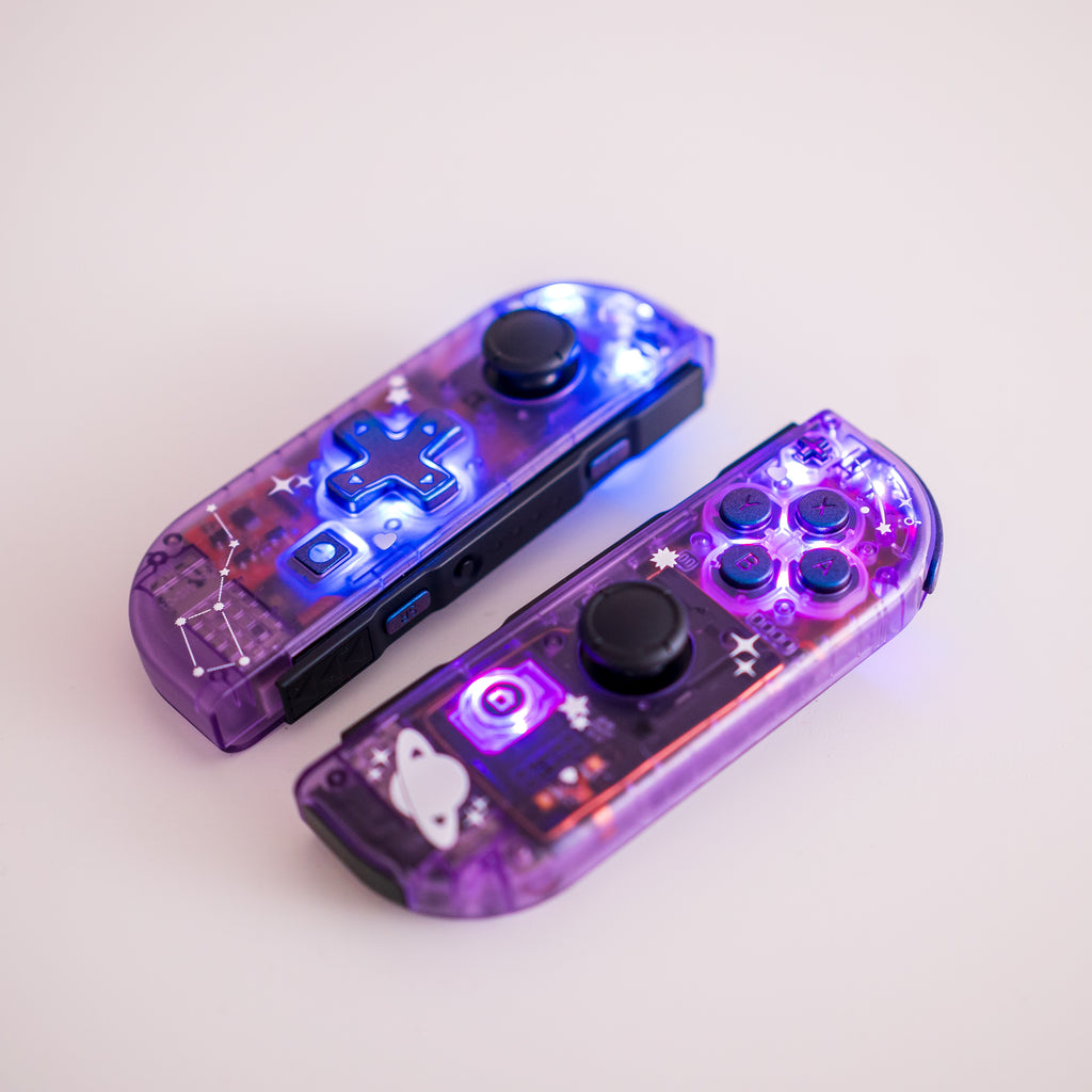 Custom Joy Cons Stars Comets And Constellations Atomic Purple With Color Gametraderzero