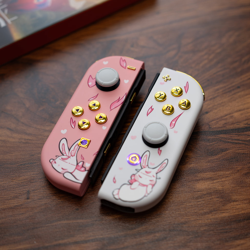 Nintendo Rabbit Pink Sleepy Bunny Switch Joycons GTZ x IlustraKarla Custom Nintendo Gaming ...