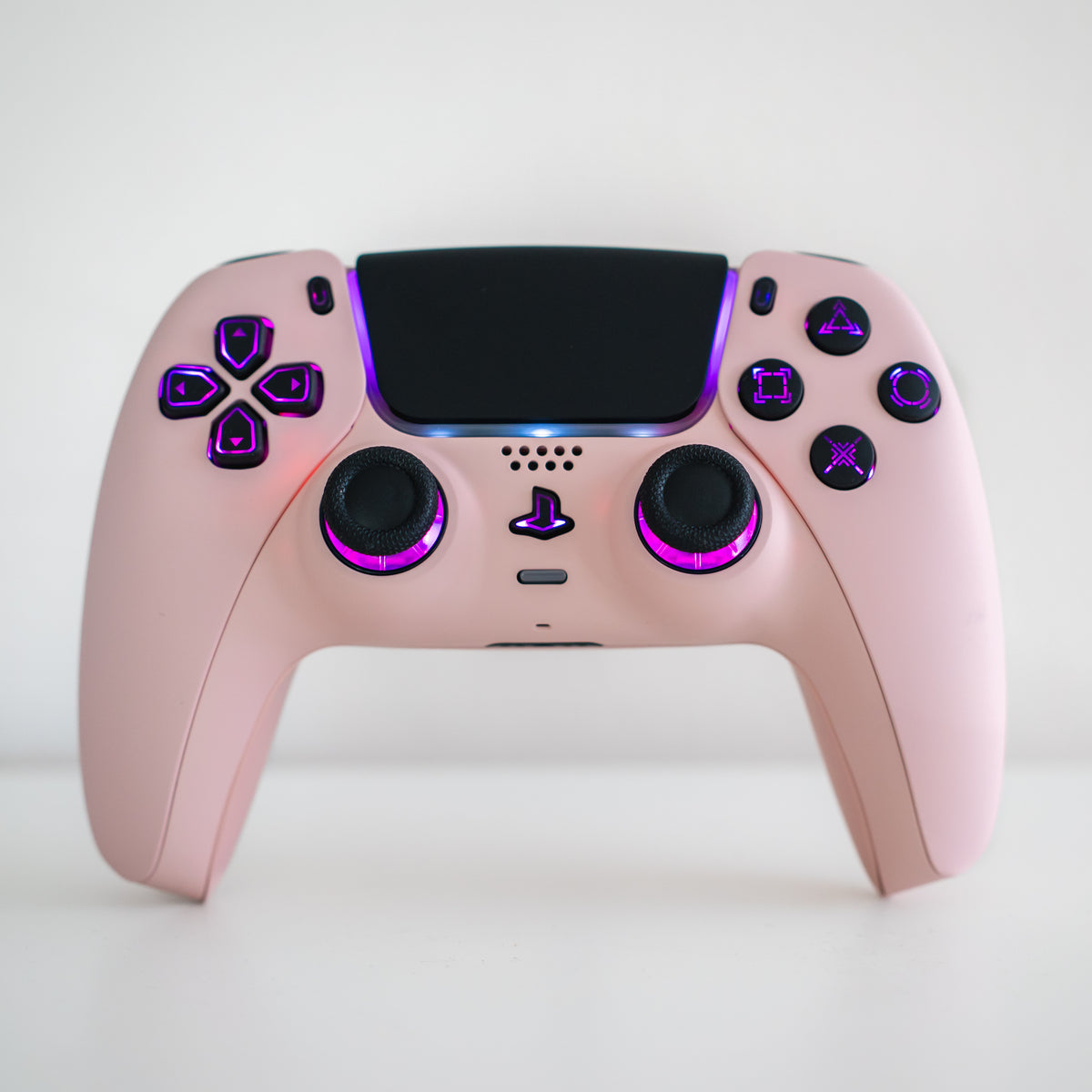 Controller Pink Customize Pink PS5 Controller with Black LED Backlit Buttons - GameTraderZero