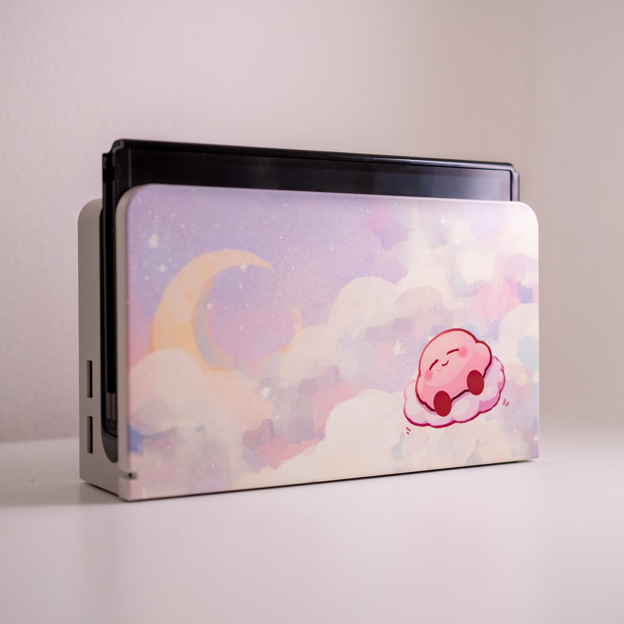 Kirby-Inspired Nintendo Switch Dock Cover Pink And Cloud