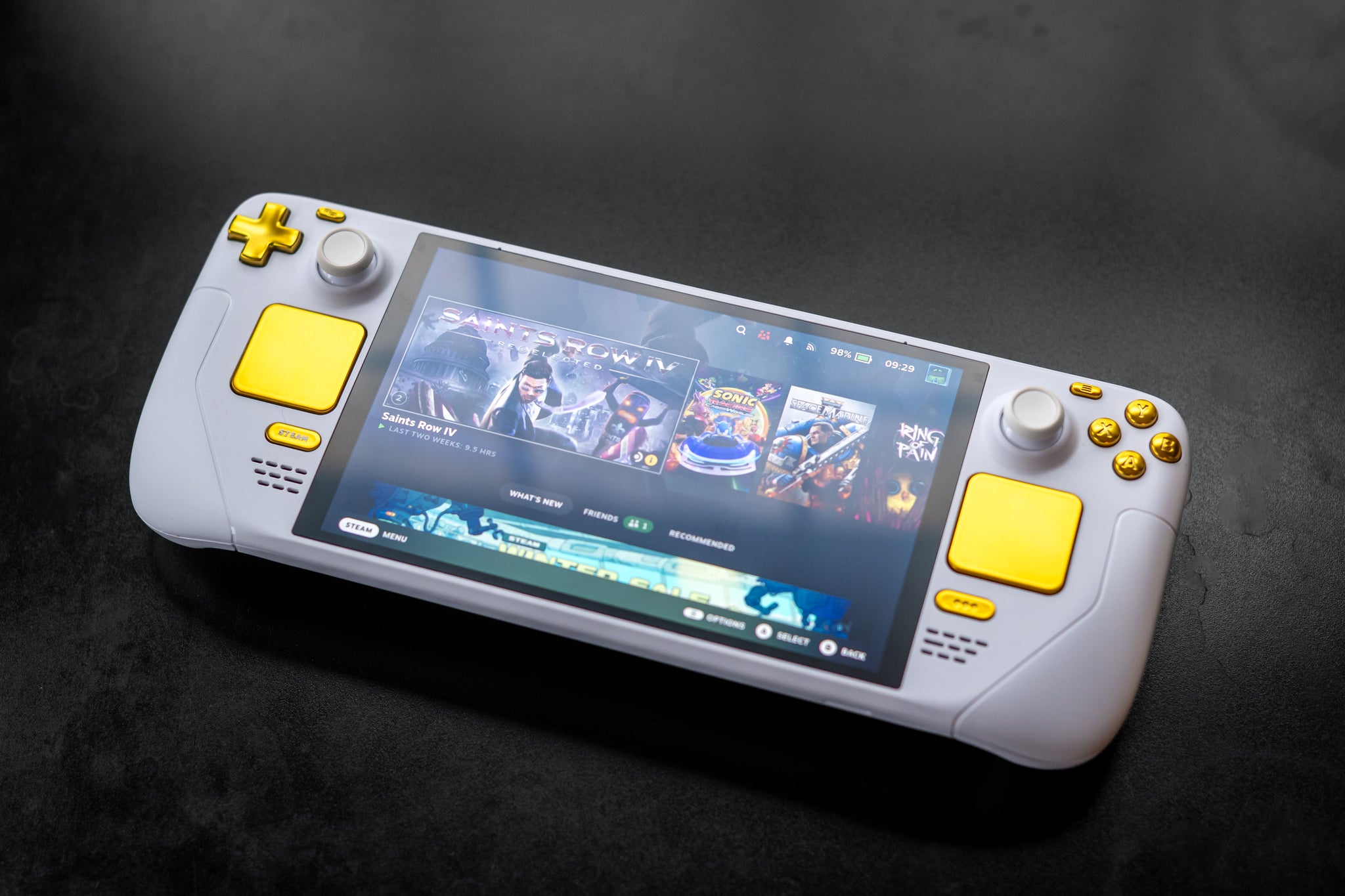 Custom Steam Deck White & Gold Edition - By GameTraderZero