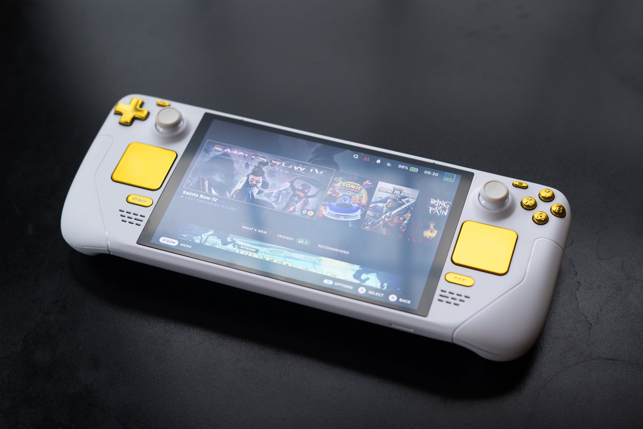 Custom Steam Deck White & Gold Edition - By GameTraderZero