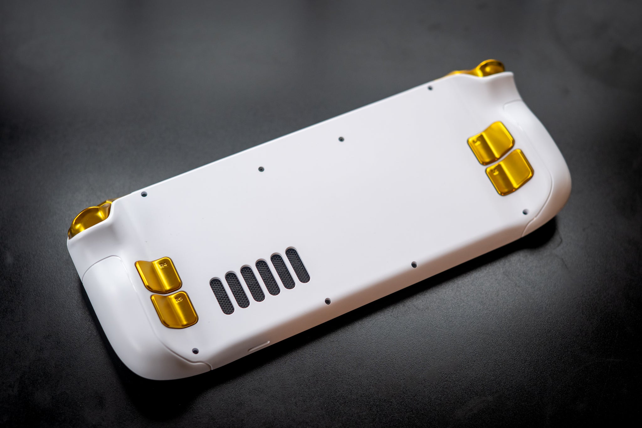 Stream Deck +ホワイト　ゴールドノブ Custom Steam Deck White & Gold Edition - By GameTraderZero