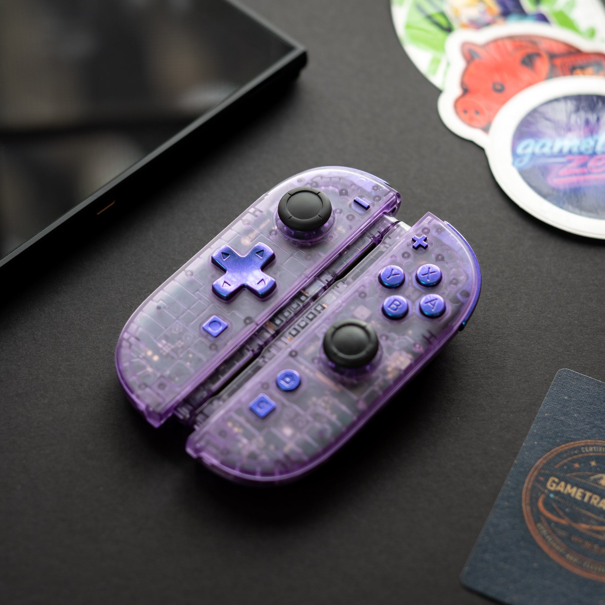 Nintendo Switch バッテリー強化版 パープル ジョイコンカスタム GameTraderZero | Atomic Purple Custom Switch 2 Joy-Cons with Retro