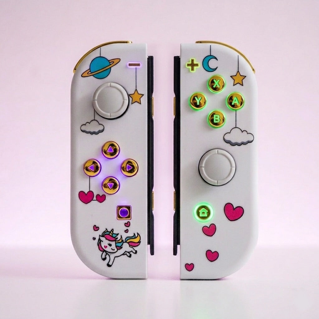 Unicorns Hearts & Stars Custom LED Joy-Cons Cute Nintendo Switch