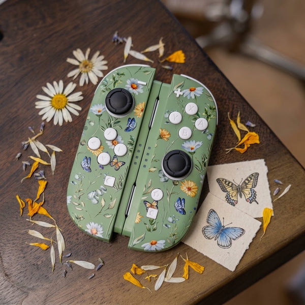 Custom Nintendo Switch 2 Joy-Cons – Fresh Meadow Butterfly Edition Matcha Green & White