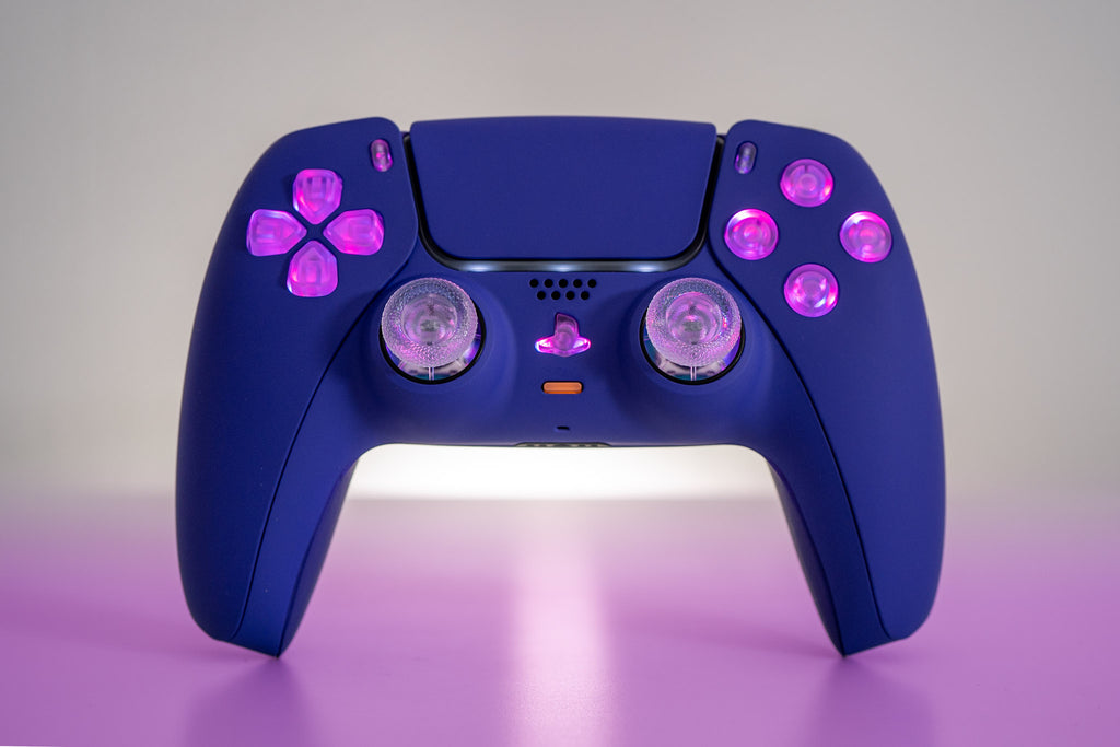 Custom PS5 Controller Dark Blue With LED Backlit Buttons - GameTraderZero