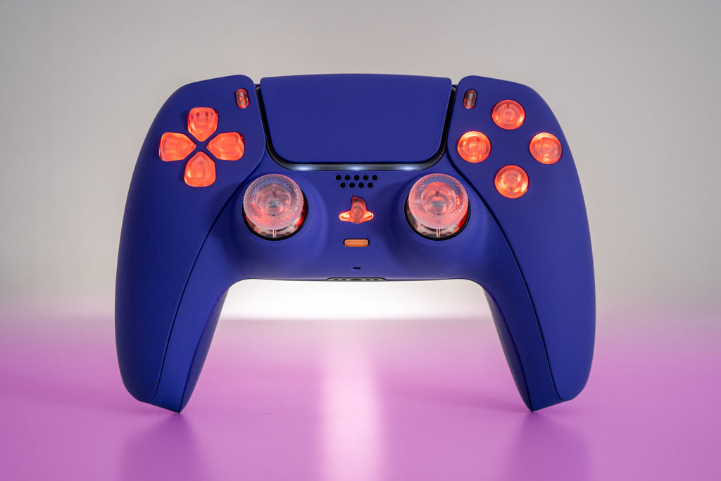 Custom PS5 Controller Dark Blue With LED Backlit Buttons - GameTraderZero
