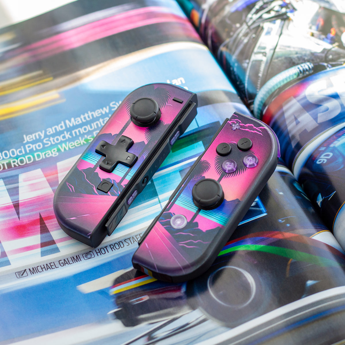 Creative Racing Controllers Synthwave Joy-Cons Retro Racing Nintendo Switch Gaming Controllers ...