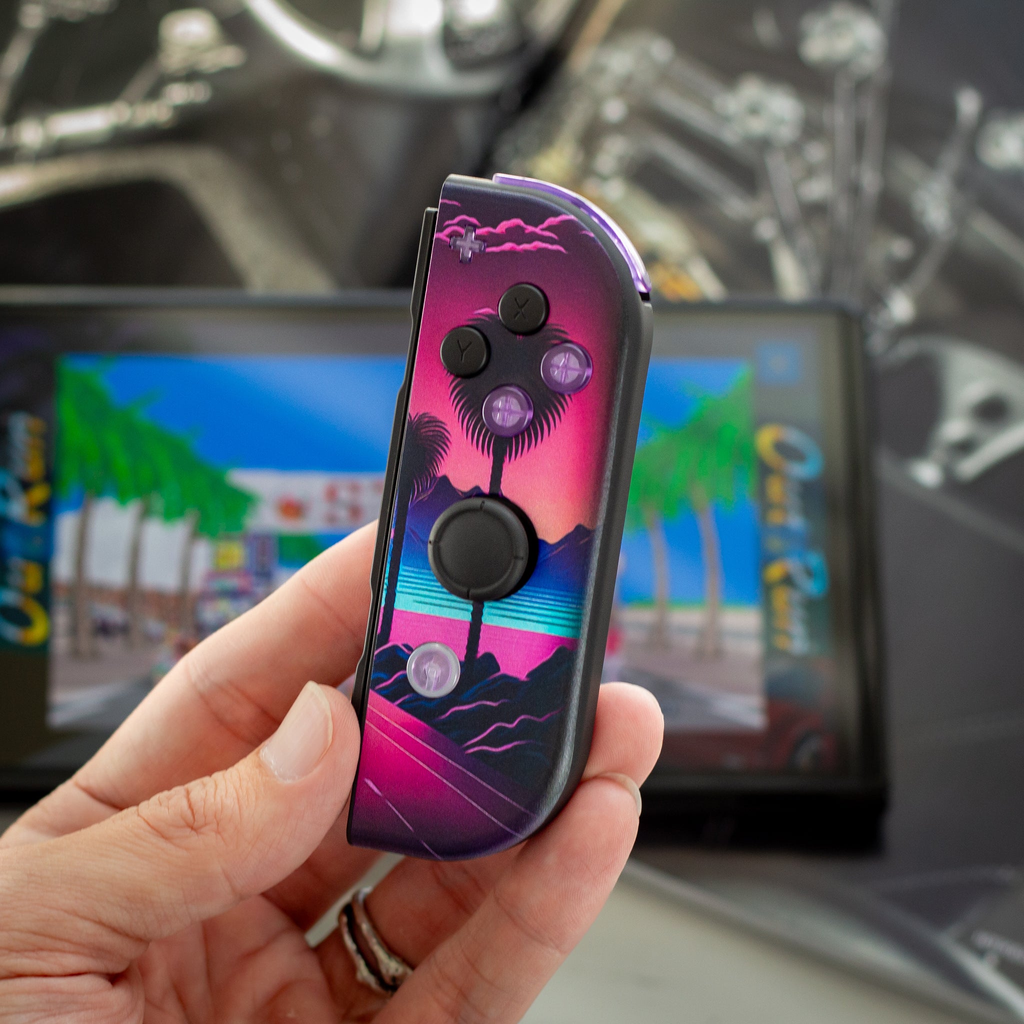 Synthwave Joy-Cons Retro Racing Nintendo Switch Gaming Controllers