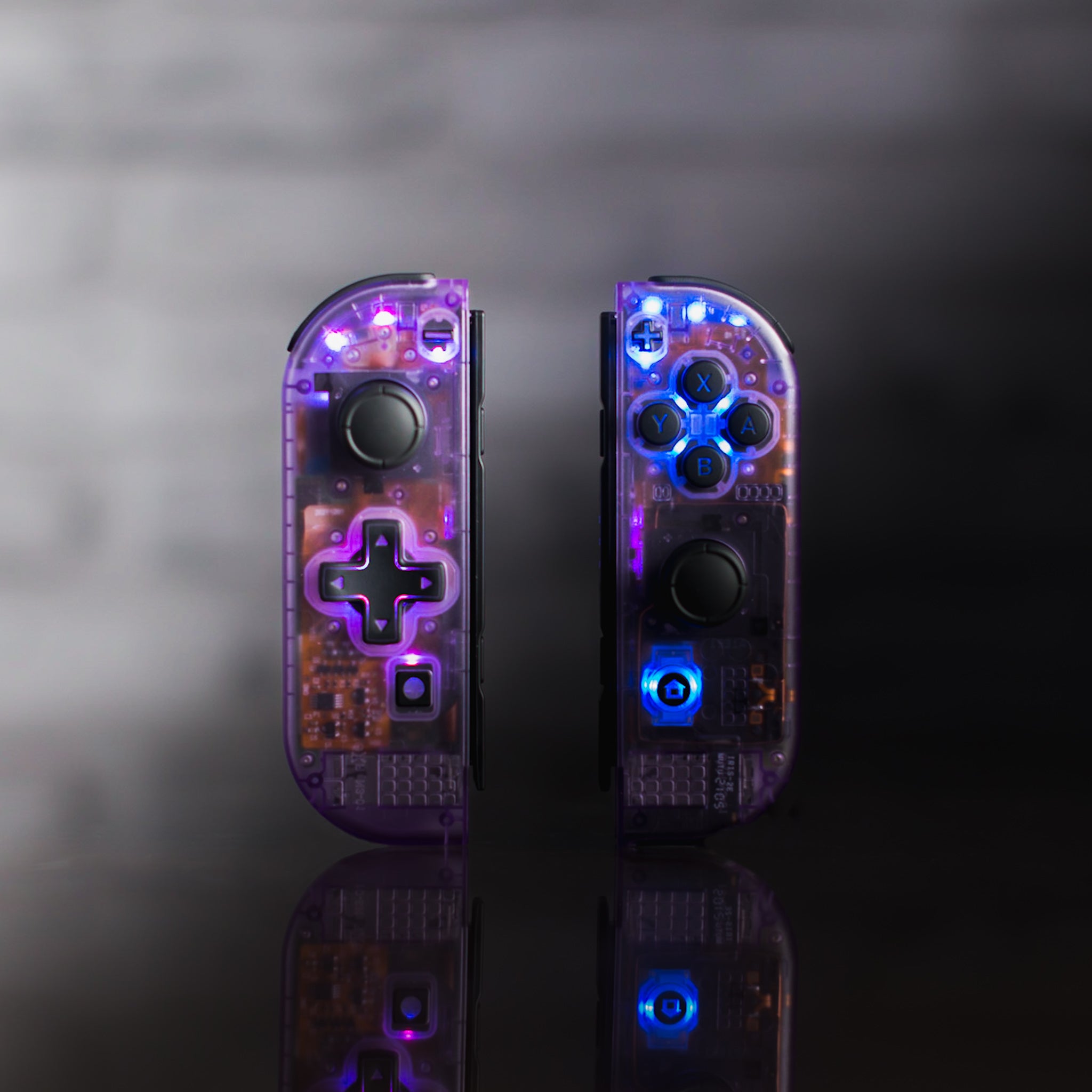 Custom Nintendo Switch Joy-Cons Clear Aromic Purple top Joycon Controllers