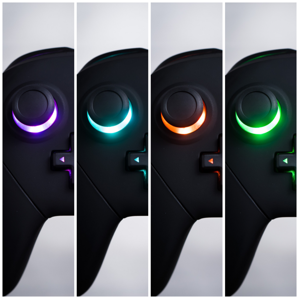 Custom Led Button CUSTOM Pro Controller Nintendo SWITCH LED Mod Black On Black With Back ...
