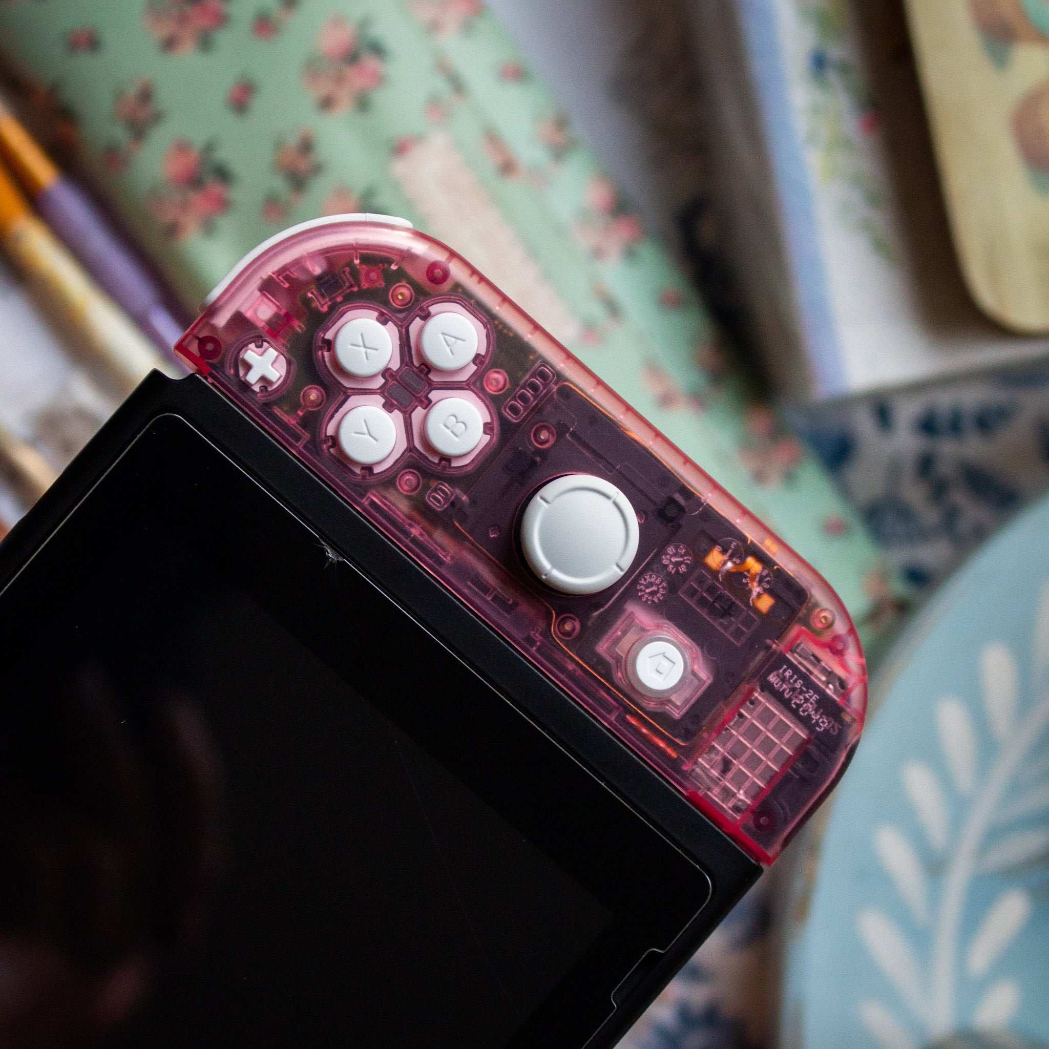 Custom JoyCons Nintendo Switch Clear Pink Joy-Con Controller Mod