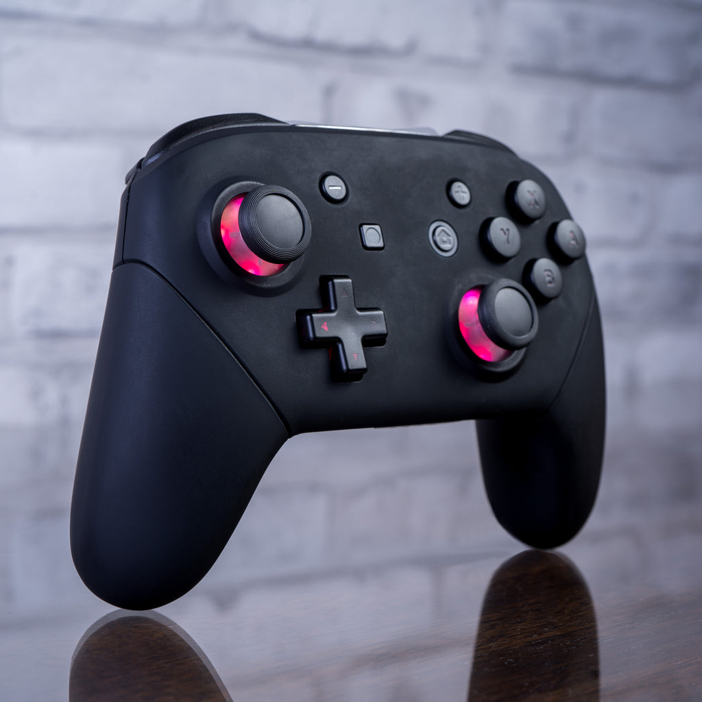 Switchable Custom Controller CUSTOM Pro Controller Nintendo SWITCH LED Mod Black On Black With Back ...