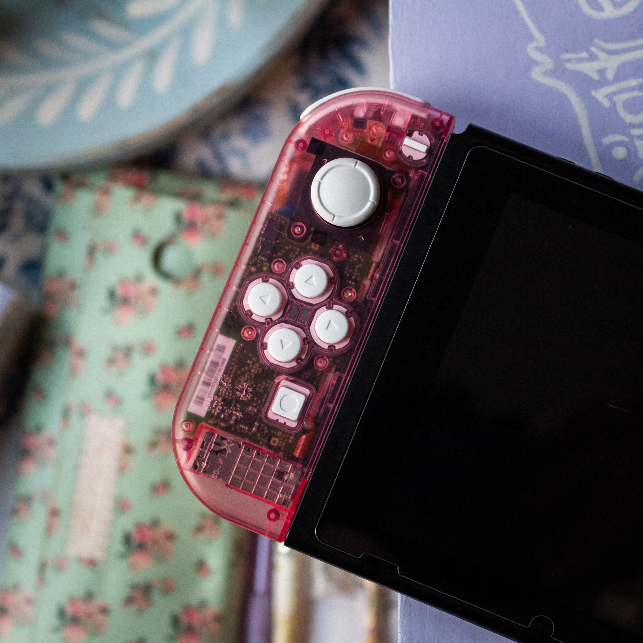 Custom JoyCons Nintendo Switch Clear Pink Joy-Con Controller