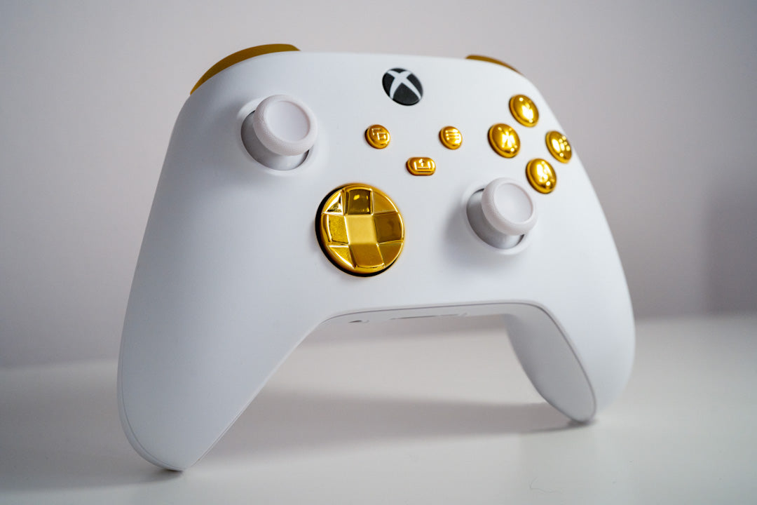 Xbox Controller Mod White with Gold Buttons Custom Microsoft Wireless Gaming Controller Mod Xbox Series X/S/One PC