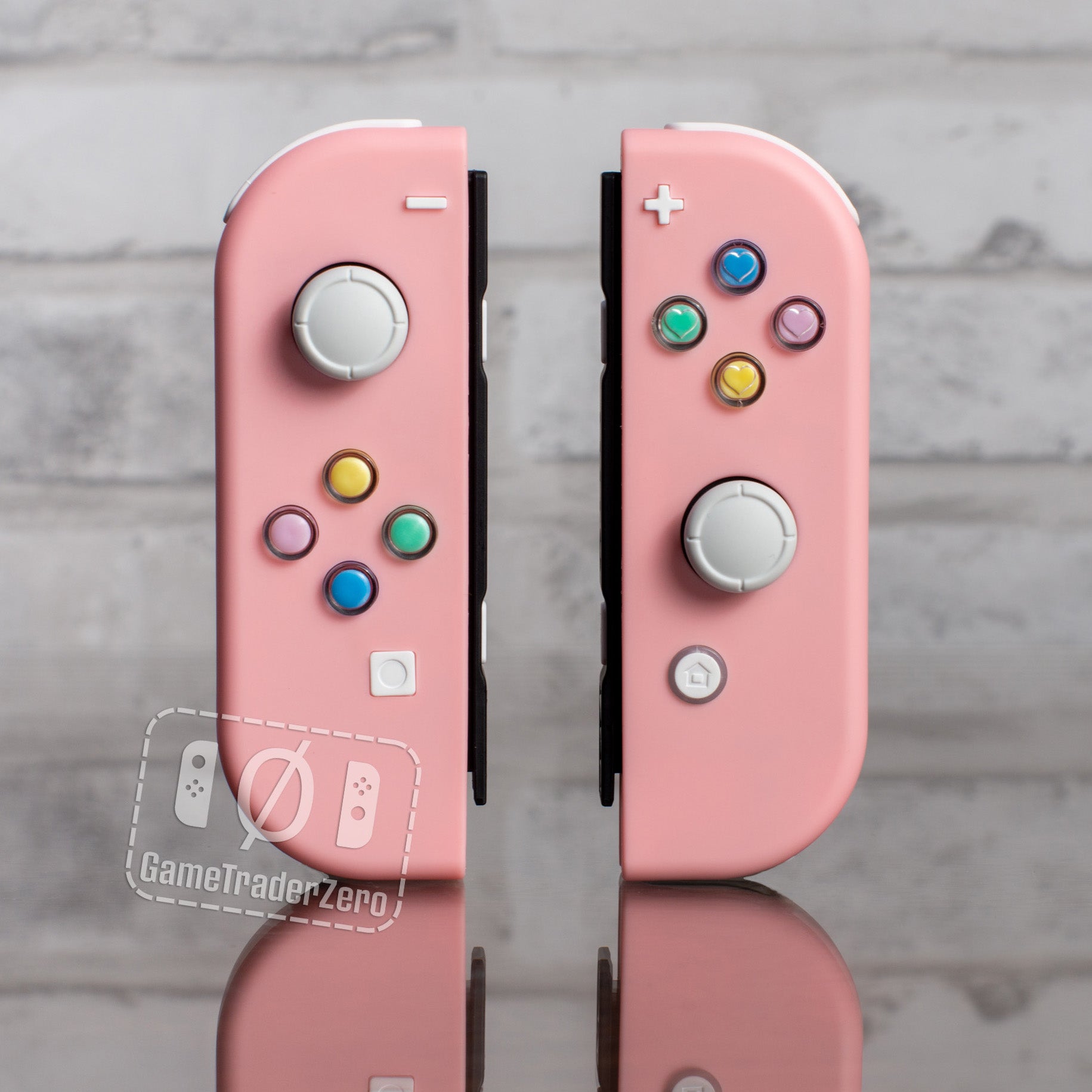 Pink Joy-Cons Mod with Pastel Hearts Buttons Nintendo Switch Custom  Controllers