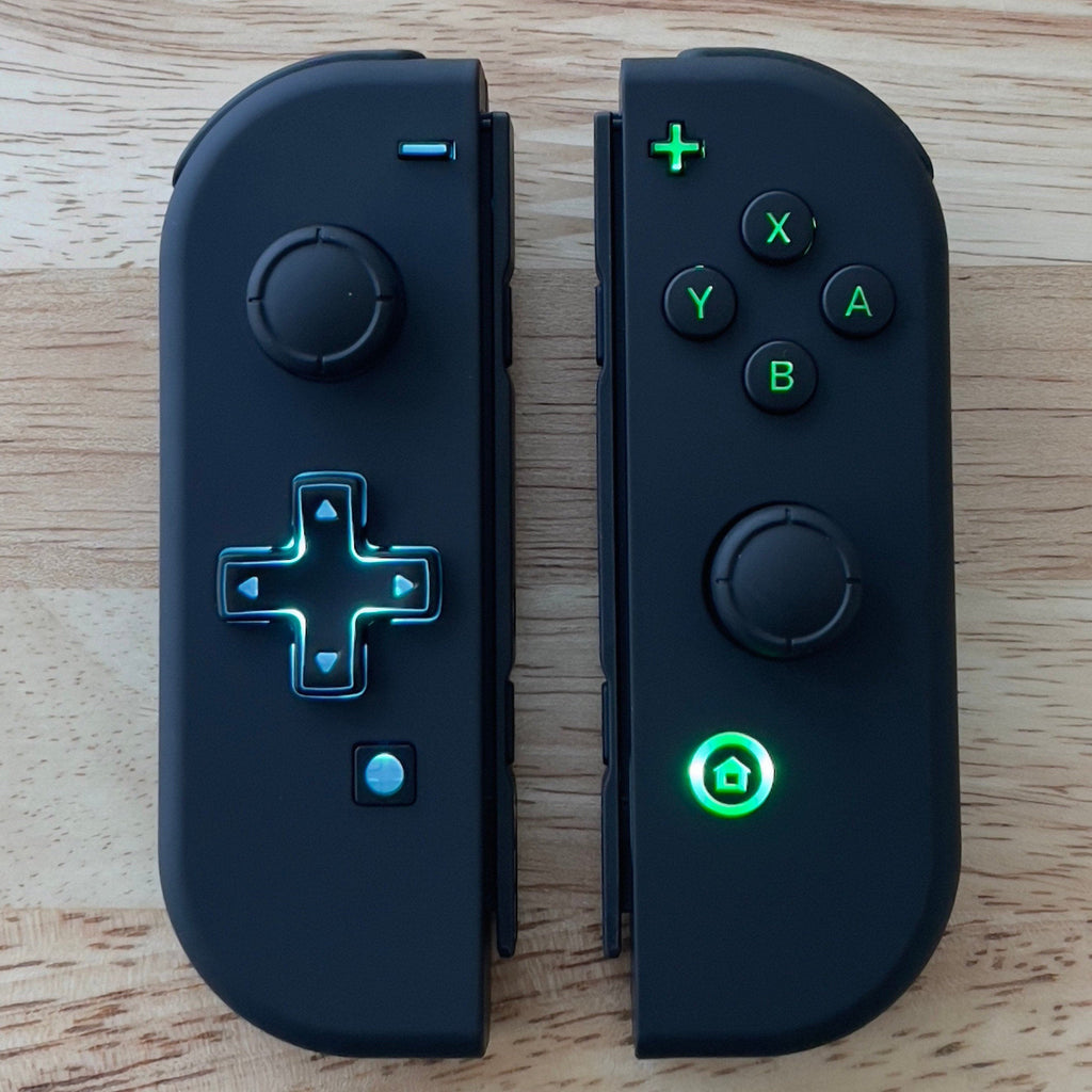 Custom Nintendo Switch Joy-Con Controllers Black LED MOD with Black Ba ...