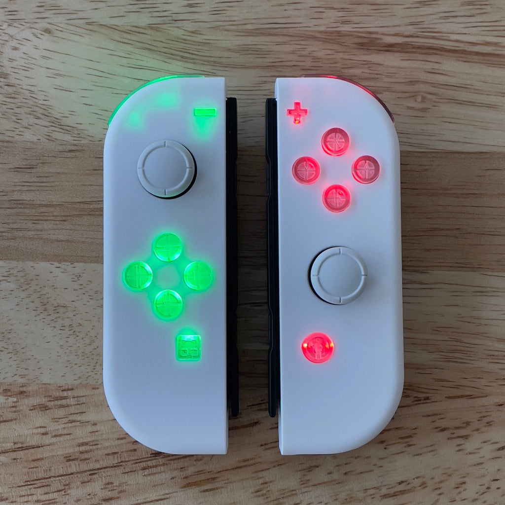 Nintendo Switch Pod Controllers Led White on White LED Custom Joy-Con Controllers — Backlit Clear Buttons ...