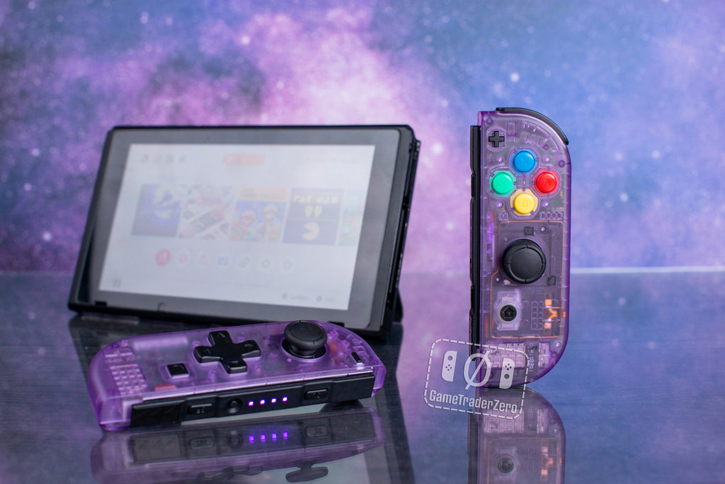 Switchable Custom Controller Custom Nintendo Switch Clear Joy-Con Controllers Atomic Purple D-Pad S ...