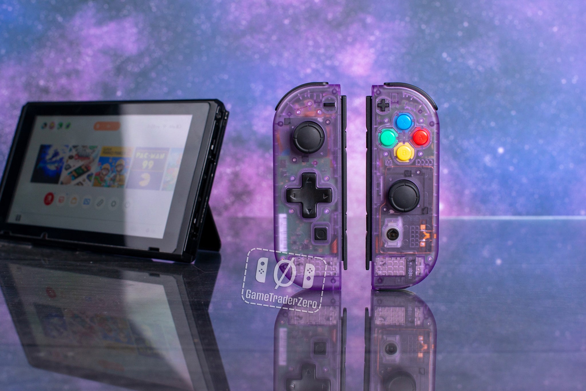 Nintendo store Switch Joy Cons Custom Purple and Blue with Heart Buttons and white bak